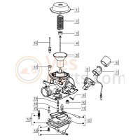 02: Carburateurveer Vespa LX/​S/​Primavera/​Sprint 50ccm 4T AC 4-Ventil
