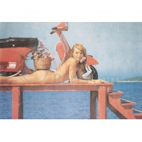 Poster Vespa Rally - Vrouw bij de loopbrug