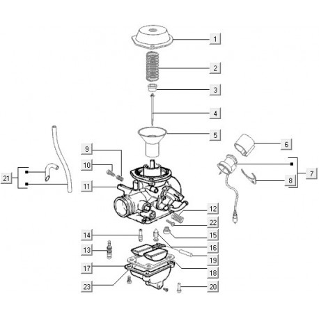 11: Hevel Acceleratiepomp C25/4t-C28 Vespa ET4/LX/LXV/S