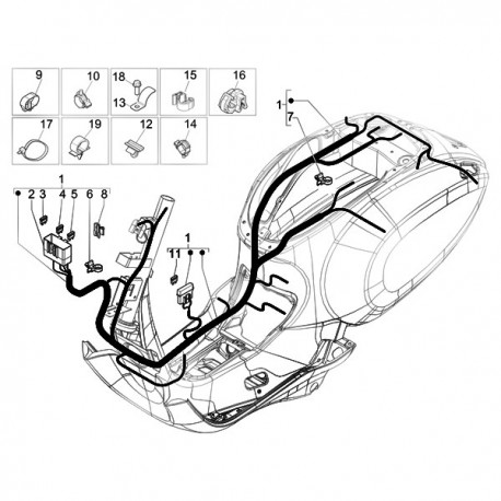 01:Kabelboom compleet Vespa Primavera/Sprint 2T - Ves-Parts.com - Vespa  Accessoires, Gadgets, Onderdelen, Vintage, Retro - 1D000195