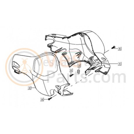 04: Stuurkap Achter Vespa LX spuitklaar (blank)