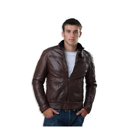 Jacket "Leather" heren (bruin, zwart)